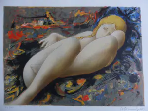 Alain Bonnefoit - Litho, Liggend vrouw. kopen? Bied vanaf 40!