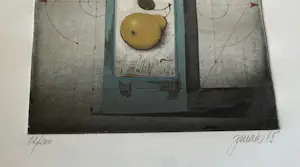 Alois Janak - Stillleben mit Flasche und Birne auf dem Etikett kopen? Bied vanaf 50!