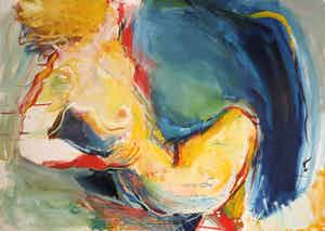 Franscz Witte - Olieverf op papier, Naakt (Groot) verkocht voor € 90!