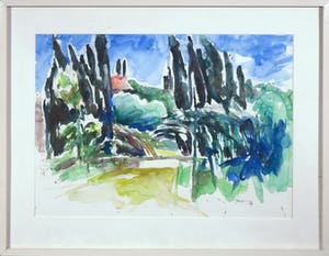 Piet Snoeren - Aquarel, Bomenlandschap - Ingelijst kopen? Bied vanaf 1!