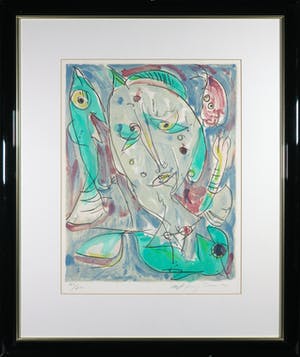 Carl-Henning Pedersen - Litho uit de Hans Christian Andersen Suite - Ingelijst kopen? Bied vanaf 200!