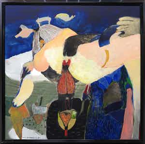 Michel van Overbeeke - Gemengde techniek op doek, Zonder titel - Ingelijst (Groot) verkocht voor € 1!