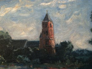 Henri van Lerven - Bekoorlijk 1920 impressionistisch olieverf "Kerk op de Veluwe" gesigneerd kopen? Bied vanaf 1!