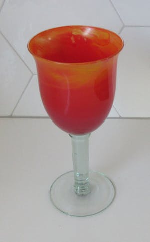 Niet of onleesbaar gesigneerd - Aurora Borealis - Finse Studio glazen oranje rood Kelkglas kopen? Bied vanaf 10!