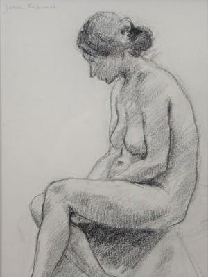 Johan Fabricius - Houtskooltekening - Naakt - "Zittende naakte vrouw III" kopen? Bied vanaf 55!