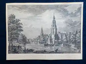 Pieter Fouquet - Gezicht van de Mont Albans Tooren Langs de Oude Schans te zien te Amsterdam vendu pour 25€ !