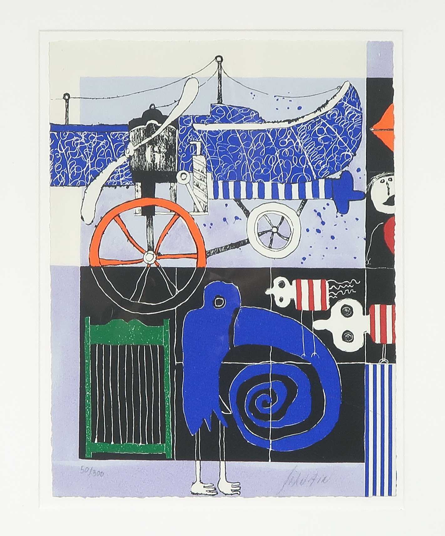 Christian Silvain - Zeefdruk, Blue bird - Ingelijst kopen? Bied vanaf 40!