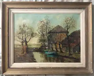 Willempje Noordam - Hollands landschap met boerderij aan water vendu pour 50€ !