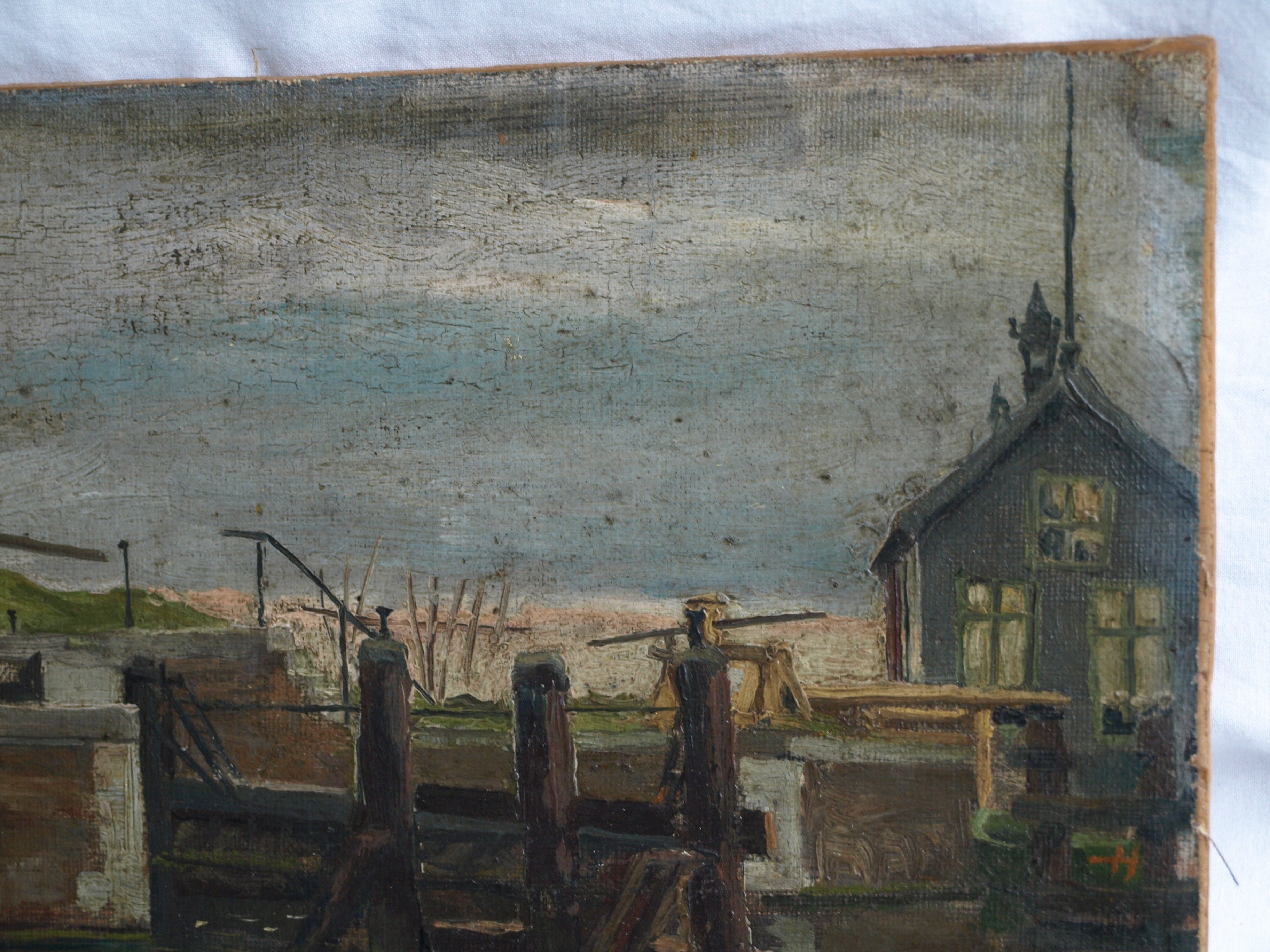 George Wildschut - Olieverf op doek op paneel (Marouflé) – Huisje aan de sluis – ingelijst –ca 1935 kopen? Bied vanaf 75!