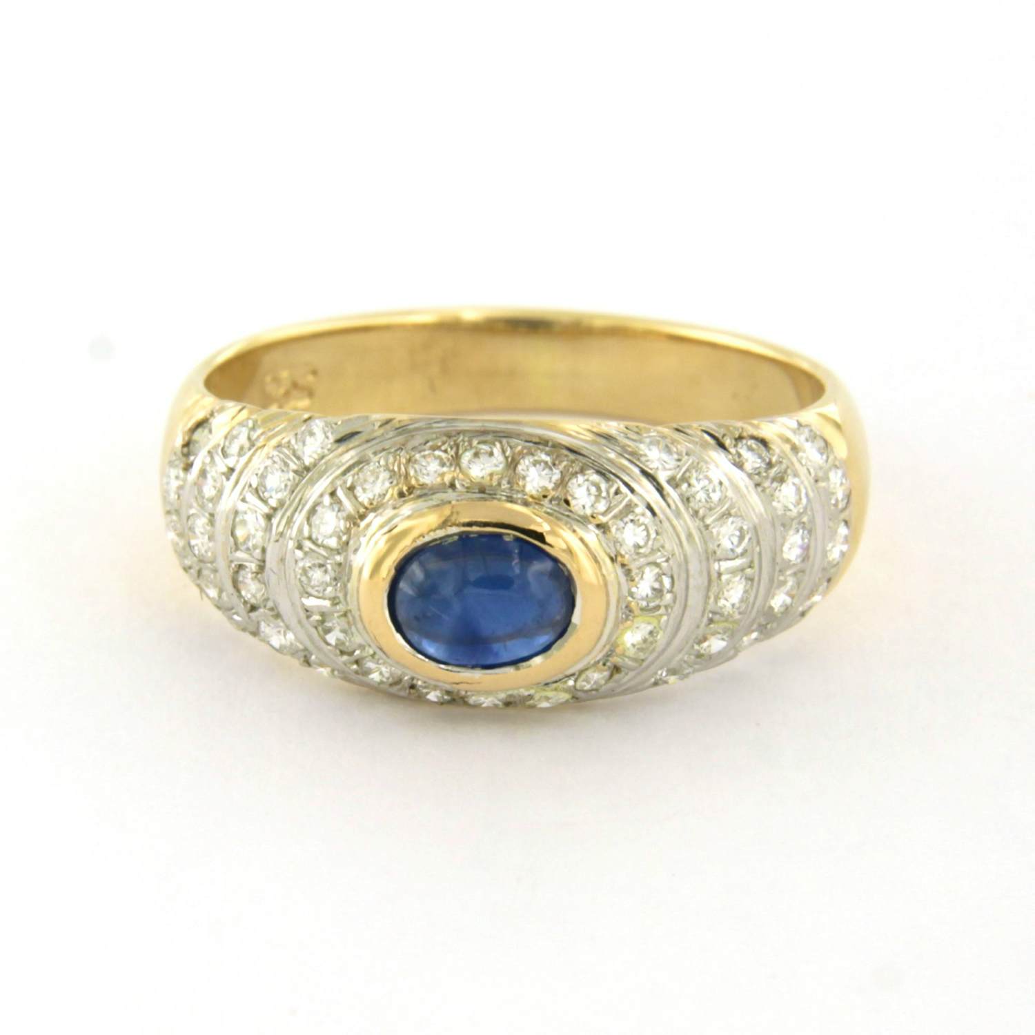 14k bicolour gouden ring met saffier en briljant geslepen diamanten tot. 0.25ct kopen? Bied vanaf 360!