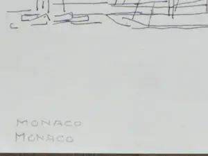 Jos van den Berg - Stads- en havengezicht Monaco - Tekeningen kopen? Bied vanaf 48!