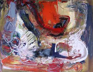 Jan te Wierik - Acryl op papier, Z.T. Abstracte voorstelling - Ingelijst verkocht voor € 1!