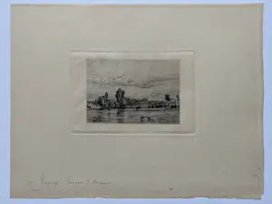 Charles Emile Jacque - 1844 - Paysage - Environs d' Ansnières kopen? Bied vanaf 40!
