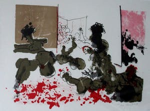 Constant - grote ingelijste litho: Le Massacre - 1972 kopen? Bied vanaf 395!