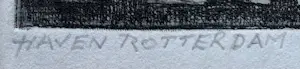 Jos van den Berg - Ets: Haven Rotterdam - 1973 kopen? Bied vanaf 39!