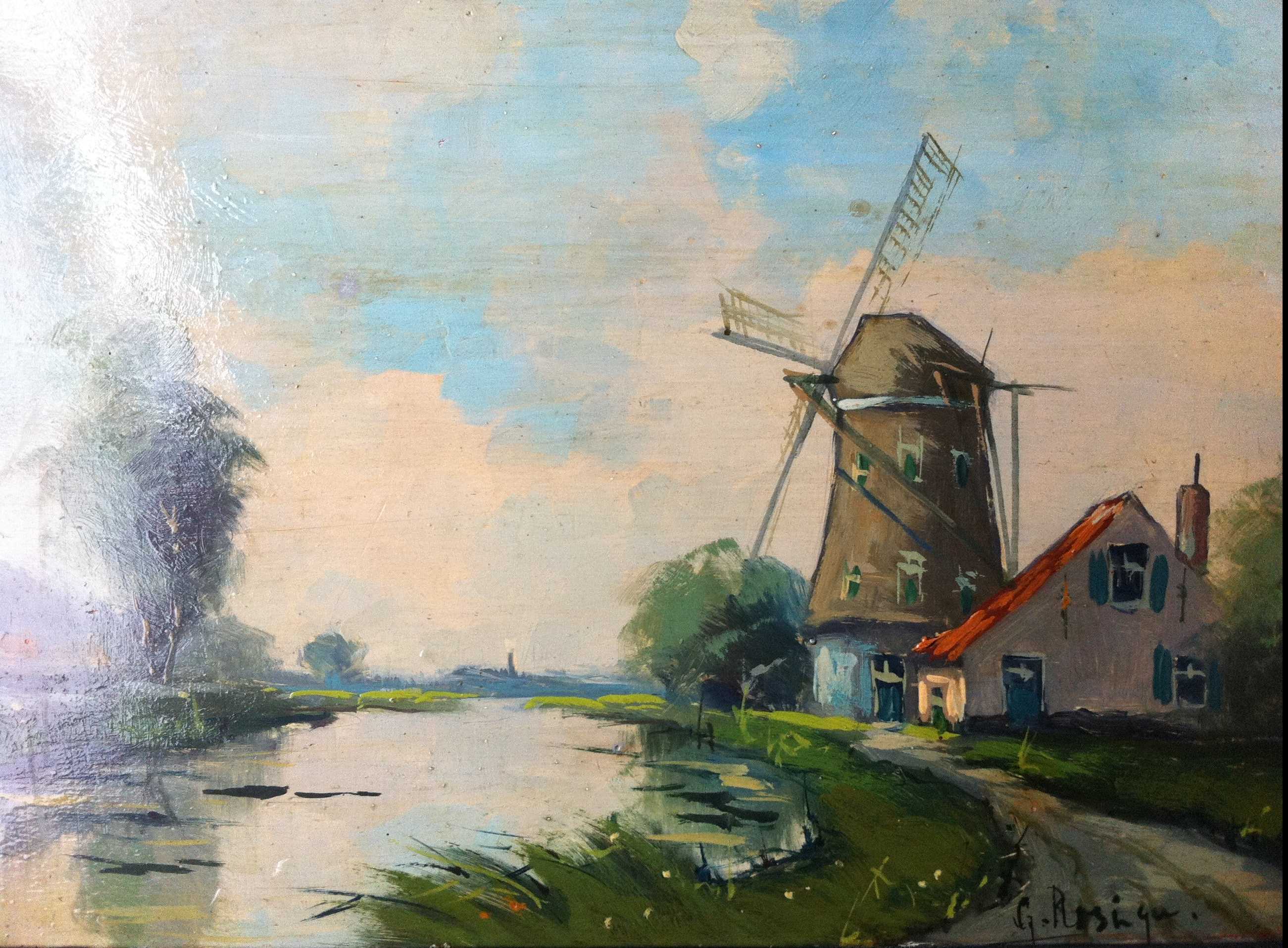 Gerardus Marcellus Rosinga - Waterlandschap met molen verkocht voor € 35!