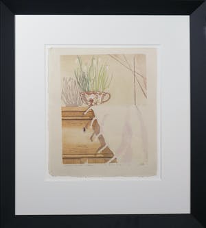 Marjolein Terwindt - Houtsnede, Op de kast, lente - Ingelijst kopen? Bied vanaf 70!