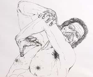 Paul van Dongen - Zonder titel, ets (netjes ingelijst, zeldzaam) verkocht voor € 250!