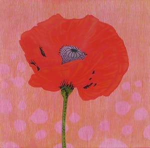 Dianne Bakker - Hout/linosnede, Papaver - Ingelijst kopen? Bied vanaf 50!