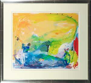 Jan van Diemen - Zeefdruk, Golf - Ingelijst verkocht voor € 40!