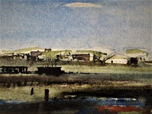 Peter Teeling - Fraaie impressionistische Aquarel "Hollands dorp aan de kust" gesigneerd 1972 kopen? Bied vanaf 20!