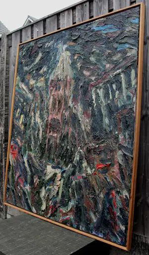 Jan de Beus - Zeer groot olieverf op doek: grote kerk Naarden - 1999 (nette lijst!) kopen? Bied vanaf 850!