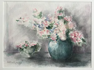 Maria de Ruiter de Witt - Vazen met bloemen | aquarel - ingelijst kopen? Bied vanaf 35!