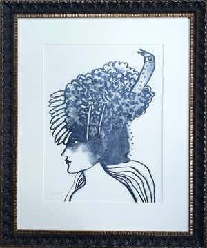 Corneille - "L’oiseau sur la tête" - Groot - Imposant ingelijst (nieuw) verkocht voor € 620!