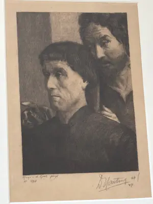 Dirk Harting - Portret van de Vlaamse schilder Hugo van der Goes - vroege ets (1907) kopen? Bied vanaf 20!