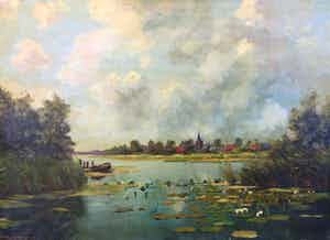 Toon Verplak - C5025, Plasgezicht met waterlelies verkocht voor € 100!