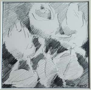 Fon Klement - Ingelijste tekening , Bloemstilleven 4 - 2000 verkocht voor € 50!