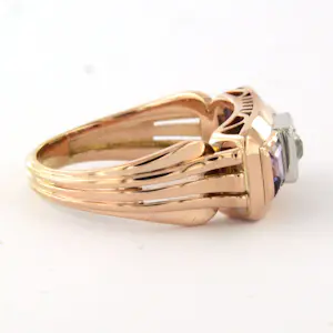 14k gouden ring bezet met amethist en  diamant - rm 18(57) kopen? Bied vanaf 700!