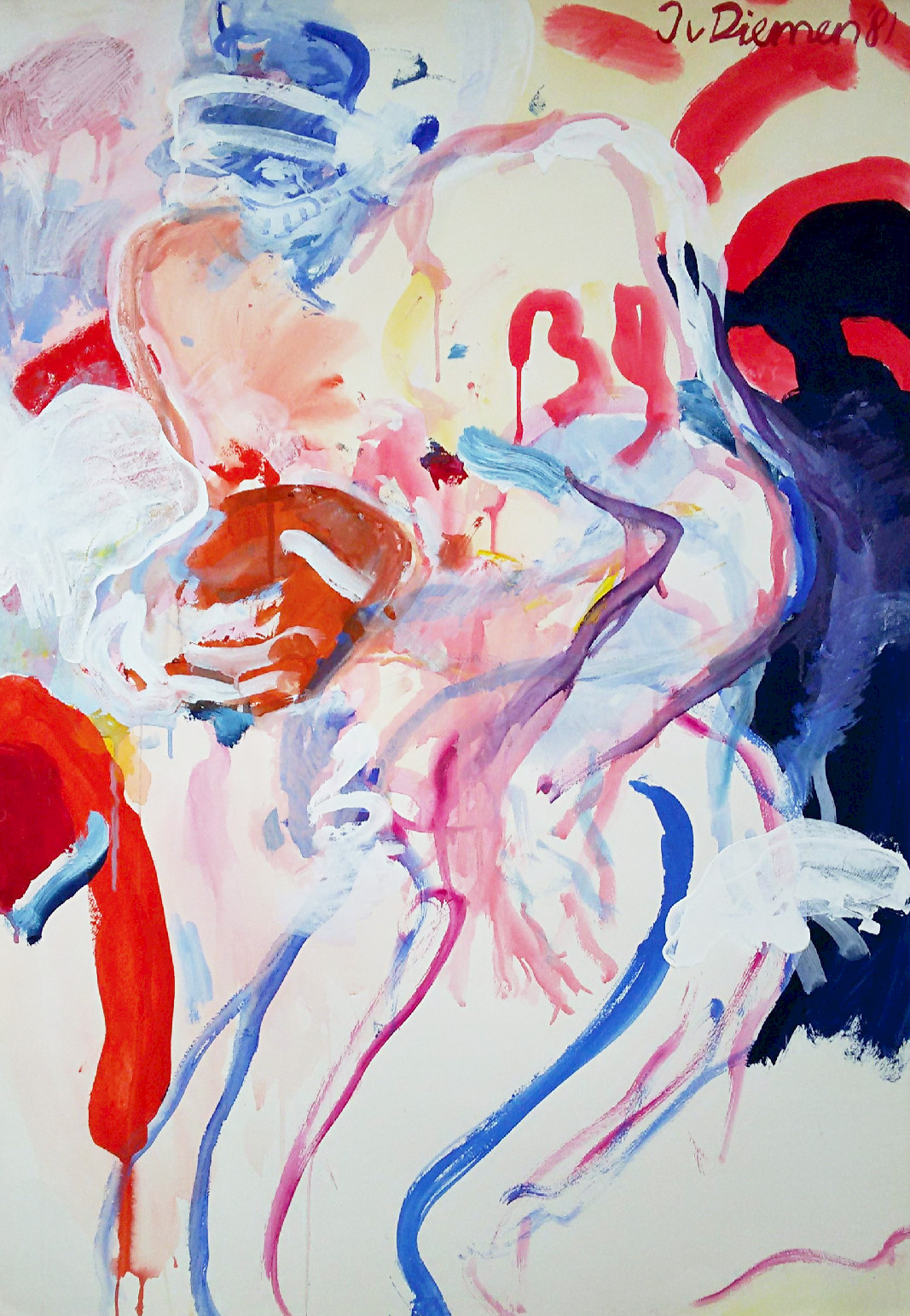 Jan van Diemen - American football, gemengde techniek op papier (groot) verkocht voor € 125!