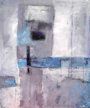Jan van der Ster - Abstracte compositie, acrylverf op doek (ingelijst, groot) verkocht voor € 395!