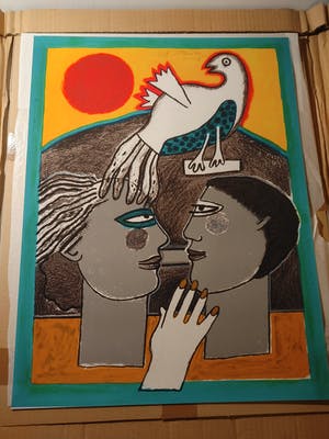 Corneille - Couple à la colombe (1922-2010) kopen? Bied vanaf 115!