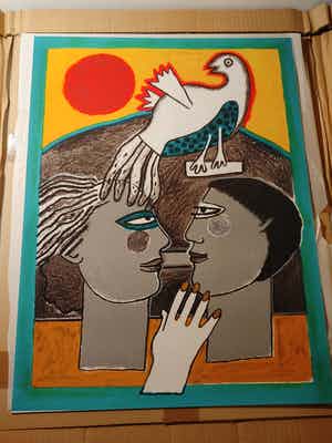 Corneille - Couple à la colombe (1922-2010) verkocht voor € 115!