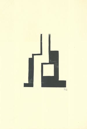 Thilo Maatsch - Handgesigneerde houtsnede: Geometrische Compositie kopen? Bied vanaf 50!