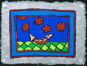 Piet Quekel - Lot van drie gouaches op rijstpapier, A spermwhale / Potvisch kopen? Bied vanaf 40!