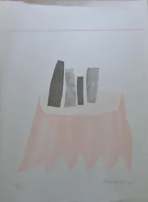 Klaas Gubbels - TAFEL MET VOORWERP / KLEURZEEFDRUK / 75x56cm / SIG / 1977 kopen? Bied vanaf 160!