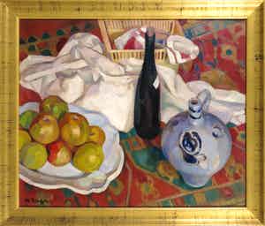 Georges Albert Tresch - Olieverf op doek, Stilleven met appels - Ingelijst verkocht voor € 200!