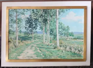 Anneke Boot - Zonnig heidelandschap met bomen kopen? Bied vanaf 180!