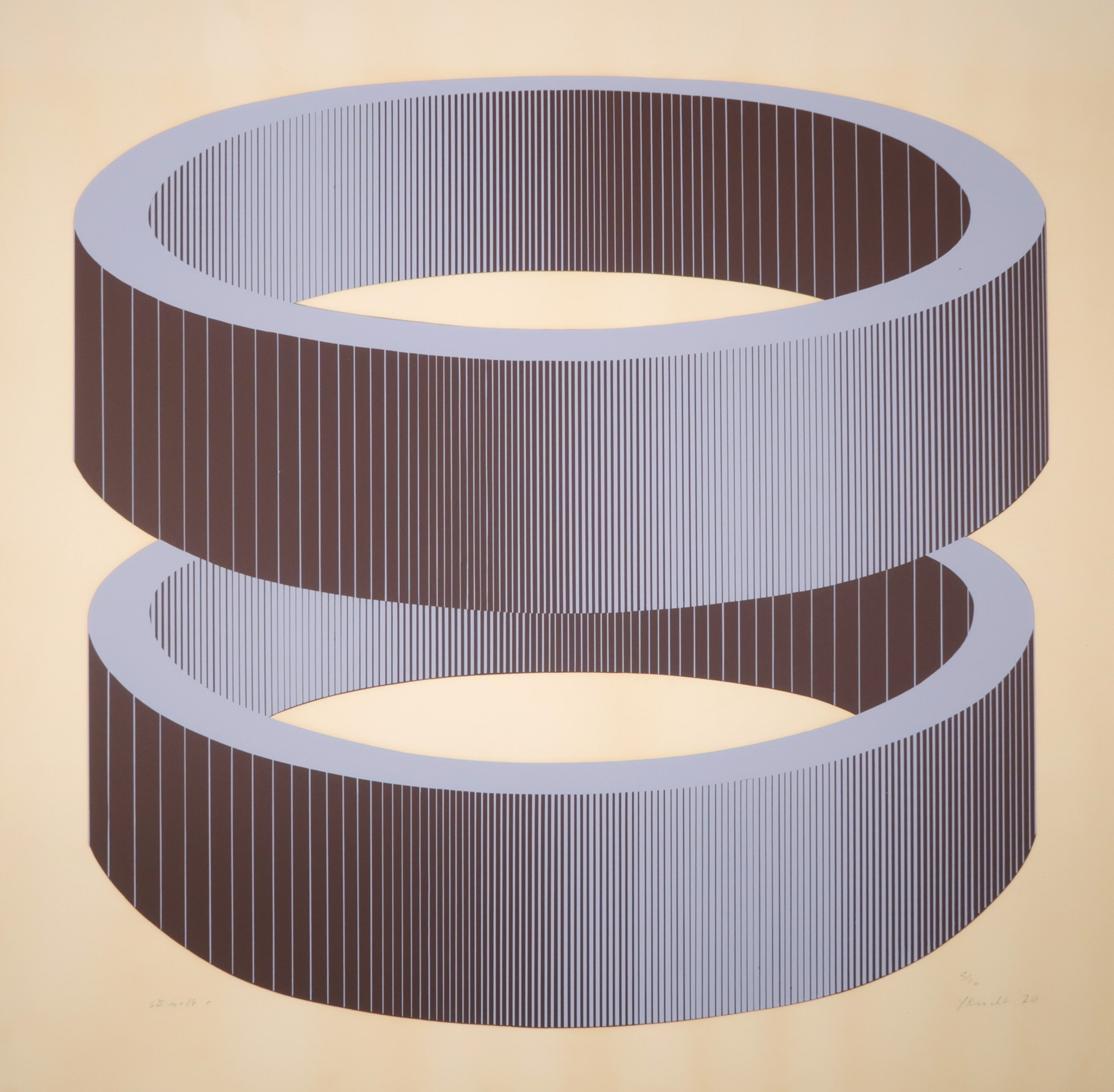 Yvonne Kracht - Zeefdruk, Geometrische vorm, S II Nr 14 C verkocht voor € 55!