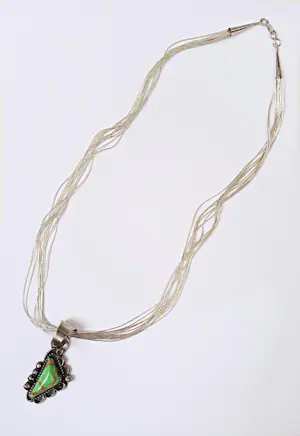 Gary Nez sterling zilver variscite liquid silver collier Navajo Indiaans kopen? Bied vanaf 175!