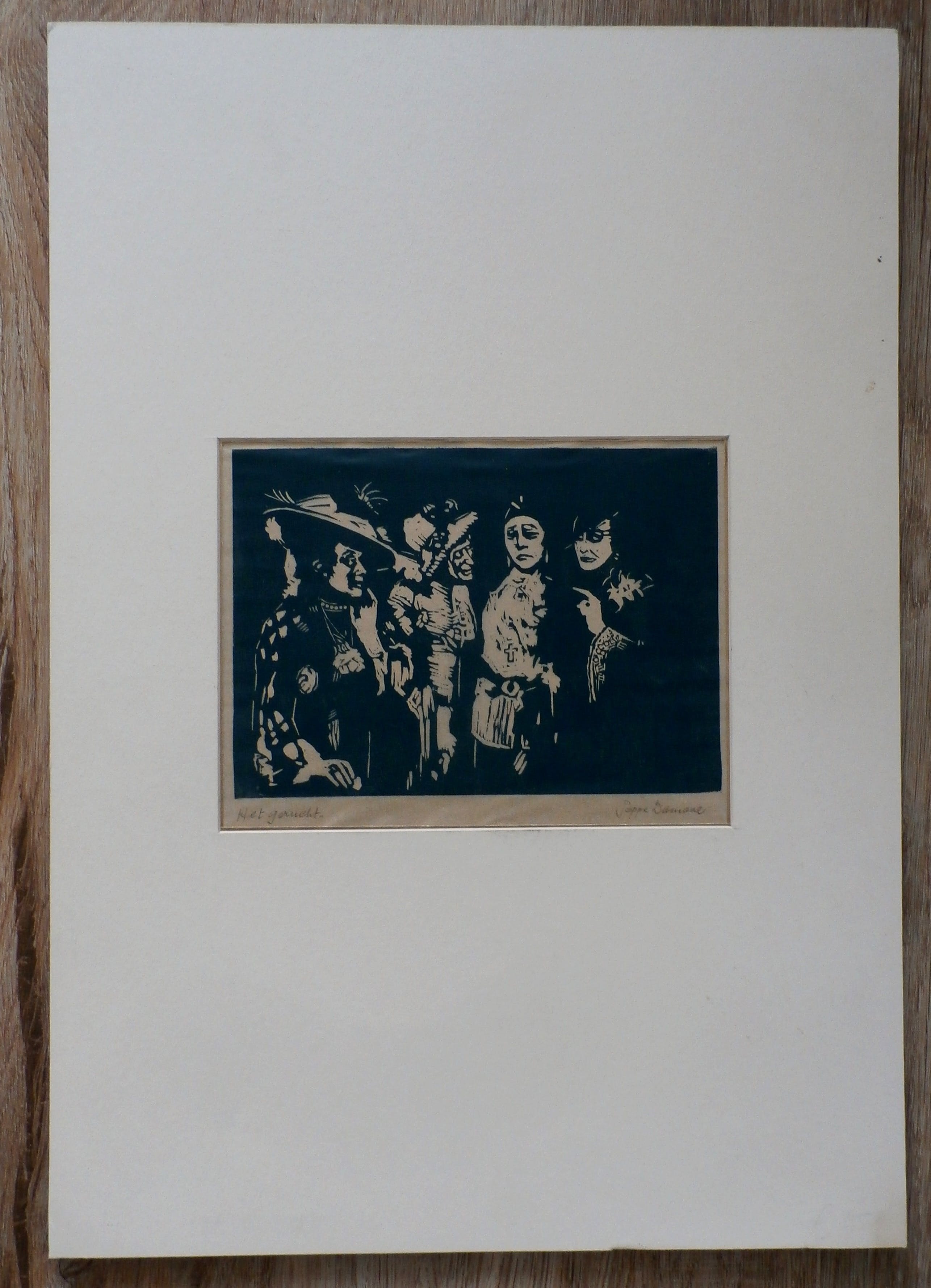 Poppe Damave - linosnede: het gerucht kopen? Bied vanaf 45!