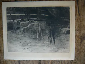 Anton Mauve (sr.) - Geiten in stal kopen? Bied vanaf 30!