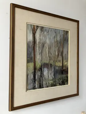 Wim Vaarzon Morel (jr.) - Boslandschap met vijver - Gesigneerd kopen? Bied vanaf 200!