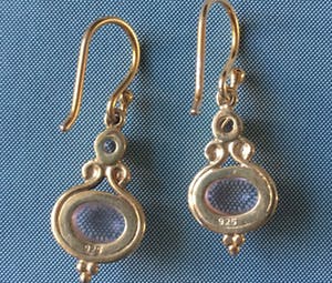 1e gehalte Zilver - verguld zilveren rozenkwarts oorhangers kopen? Bied vanaf 25!