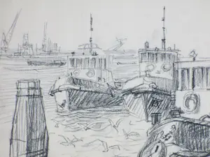 Willem van Dort - Havengezichten Rotterdam - Tekeningen kopen? Bied vanaf 38!