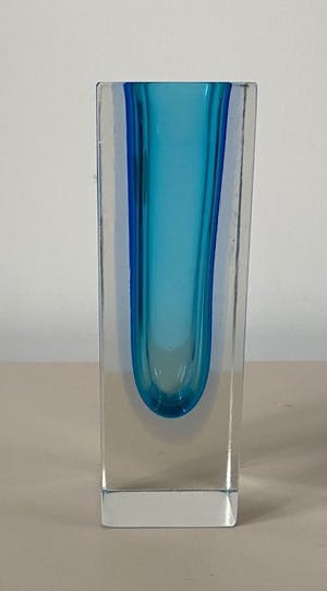 Flavio Poli - Vintage Lichtblauwe Mandruzzato glazen vaas kopen? Bied vanaf 50!