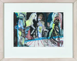 Rachid Ben Ali - Gemengde techniek op papier, Zonder titel - Ingelijst kopen? Bied vanaf 150!